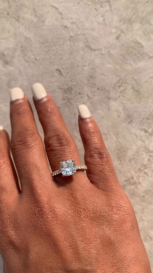 Tamsin Cushion Hidden Halo Moissanite Engagement Ring