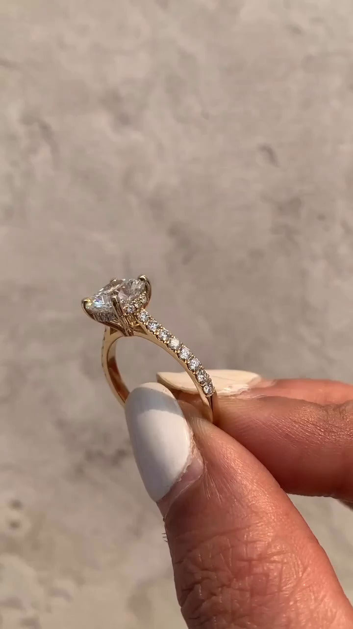 Tamsin Cushion Hidden Halo Moissanite Engagement Ring