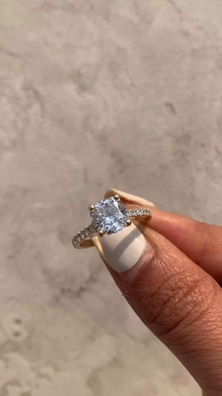Tamsin Cushion Hidden Halo Moissanite Engagement Ring