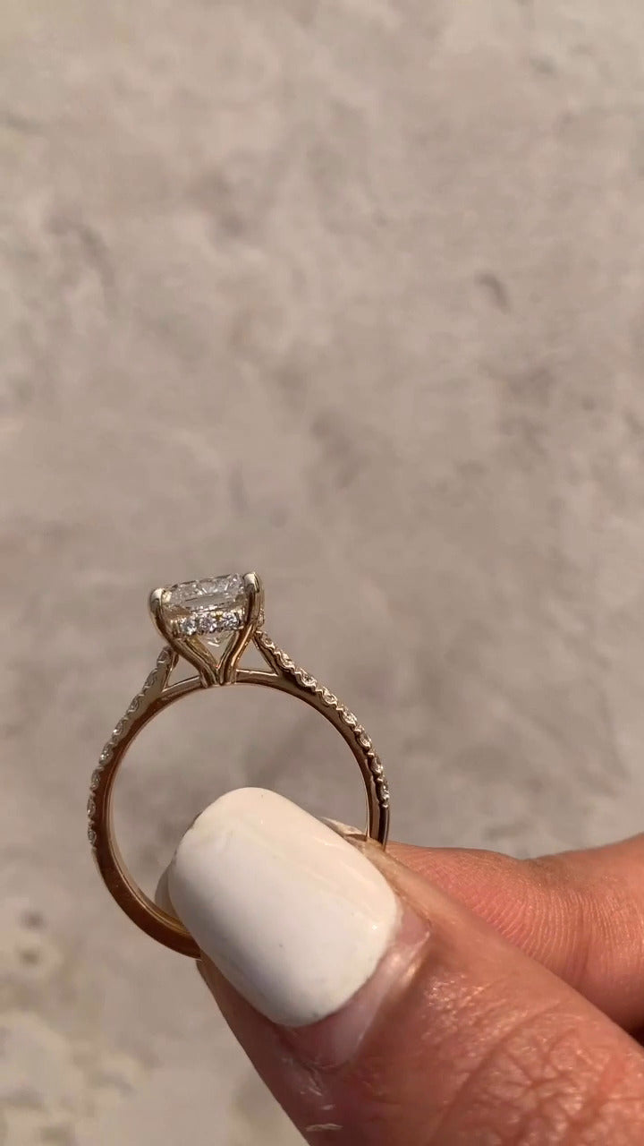 Tamsin Cushion Hidden Halo Moissanite Engagement Ring