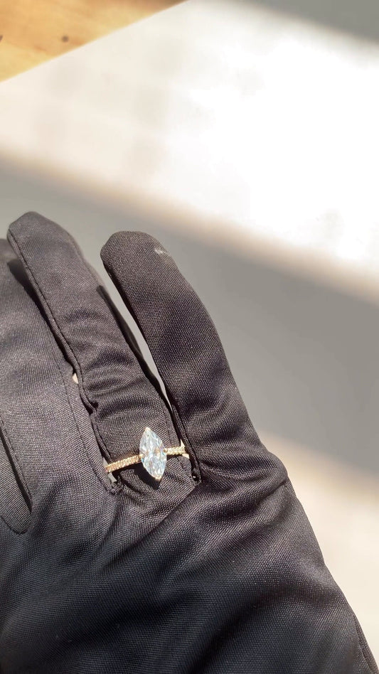 Tamsin Marquise Hidden Halo Moissanite Engagement Ring
