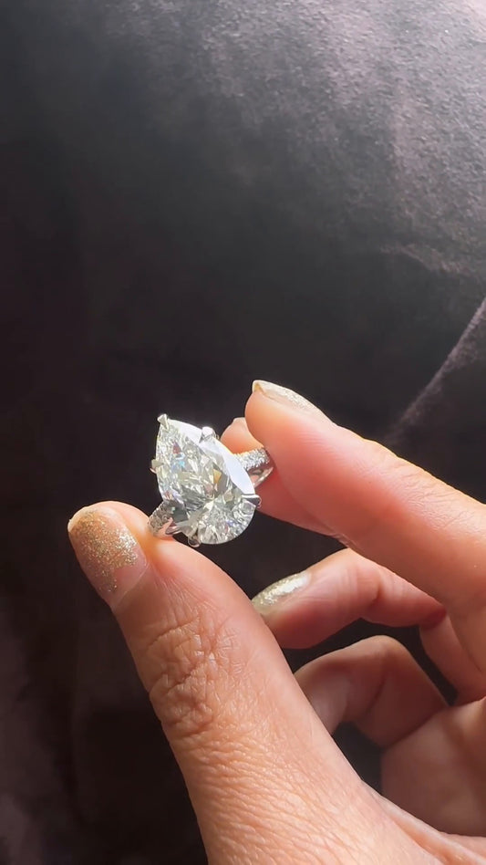 Tamsin Pear Hidden Halo Moissanite Engagement Ring