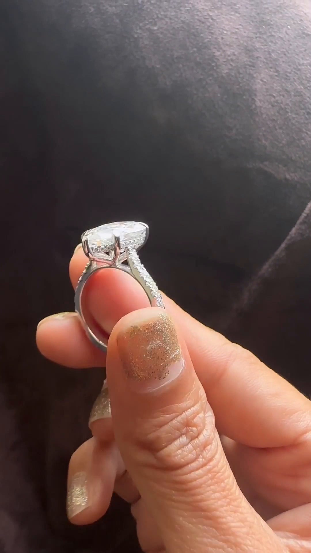 Tamsin Pear Hidden Halo Moissanite Engagement Ring