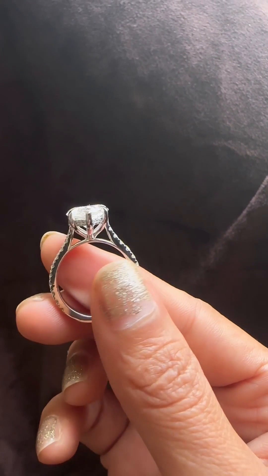 Tamsin Pear Hidden Halo Moissanite Engagement Ring