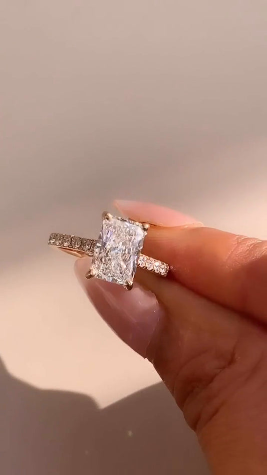 Tamsin Radiant Hidden Halo Moissanite Engagement Ring