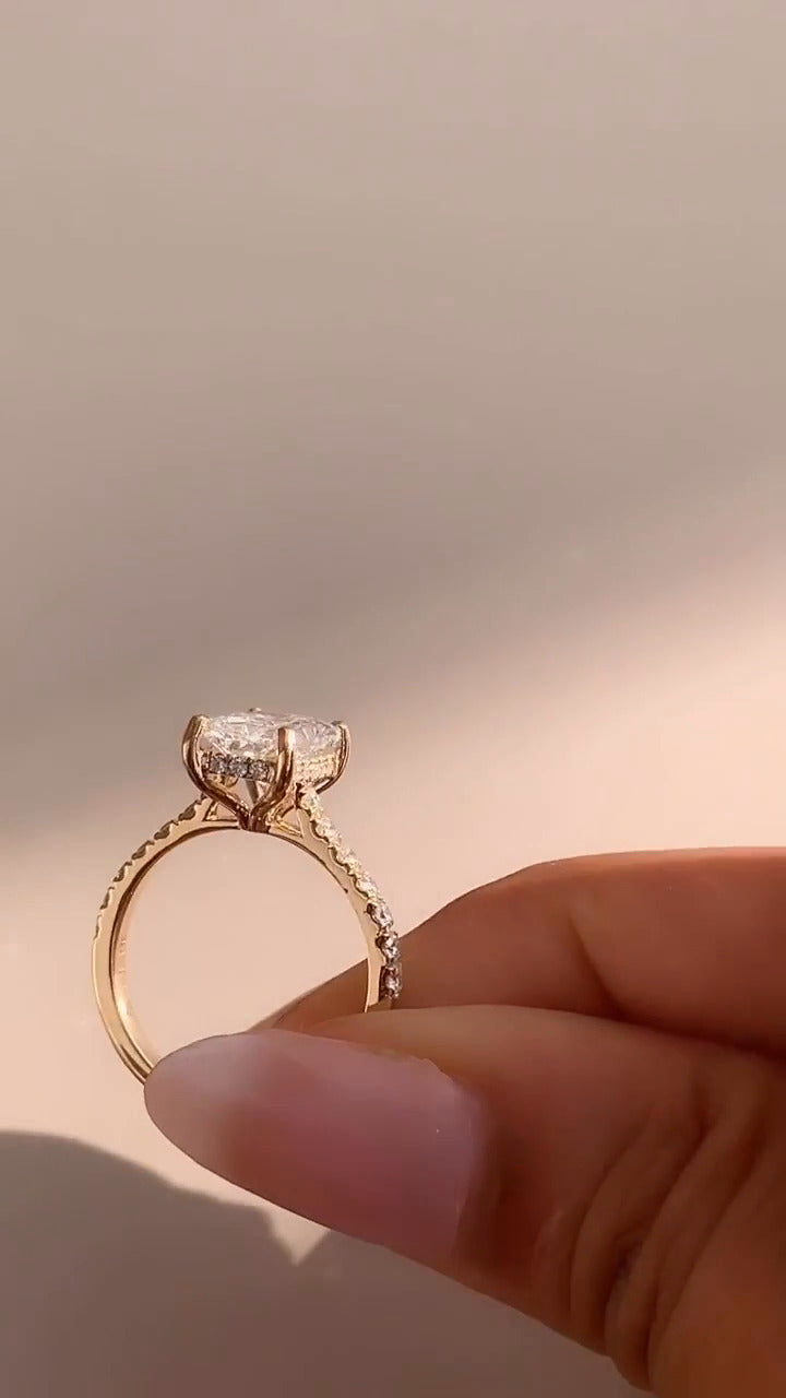 Tamsin Radiant Hidden Halo Moissanite Engagement Ring