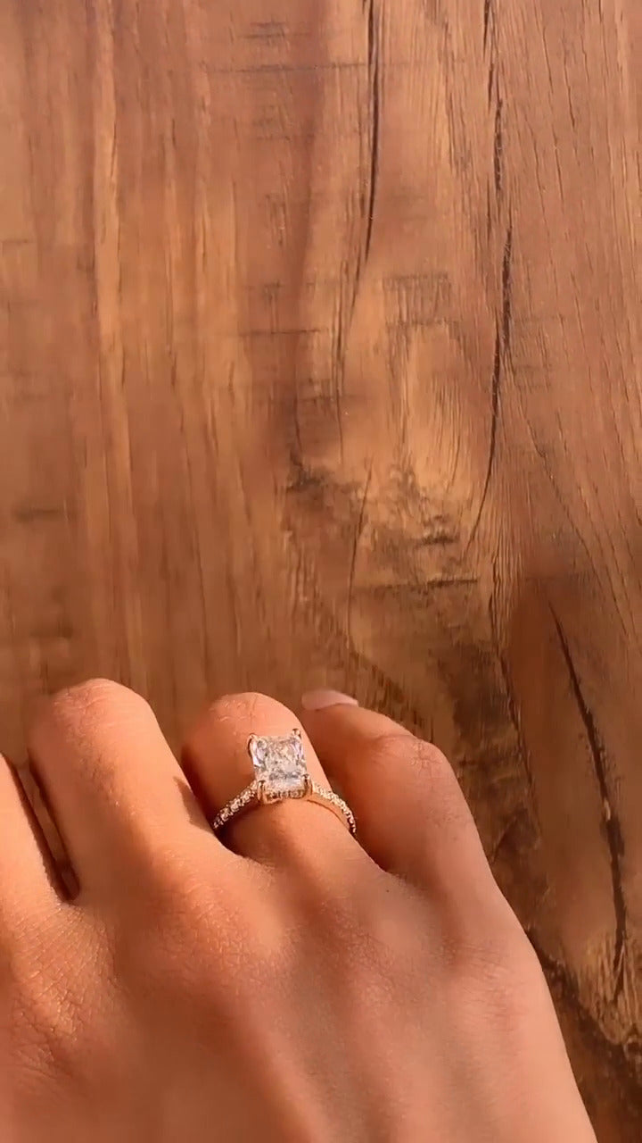 Tamsin Radiant Hidden Halo Moissanite Engagement Ring