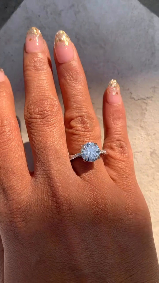 Tatiana Round Diamond Band Moissanite Engagement Ring
