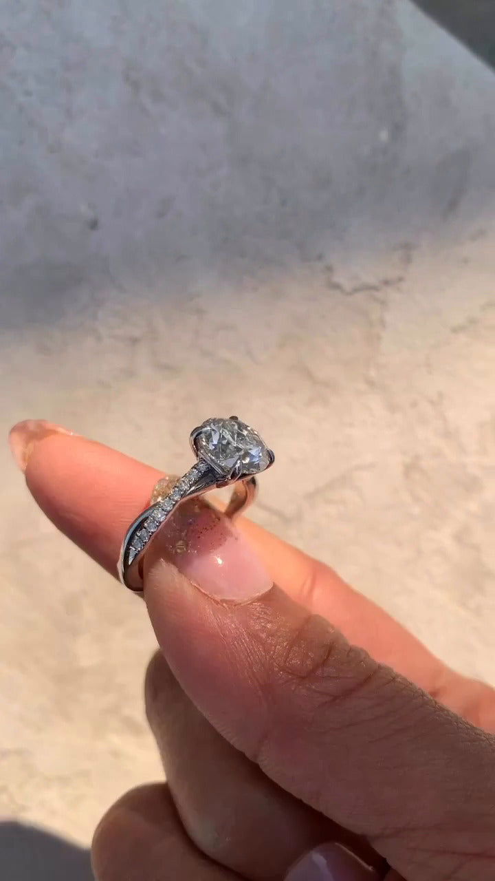 Tatiana Round Diamond Band Moissanite Engagement Ring