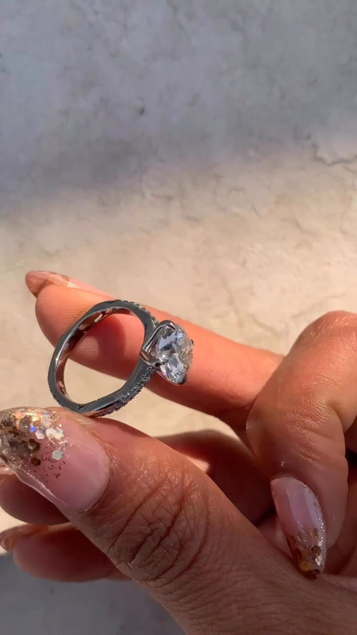 Tatiana Round Diamond Band Moissanite Engagement Ring