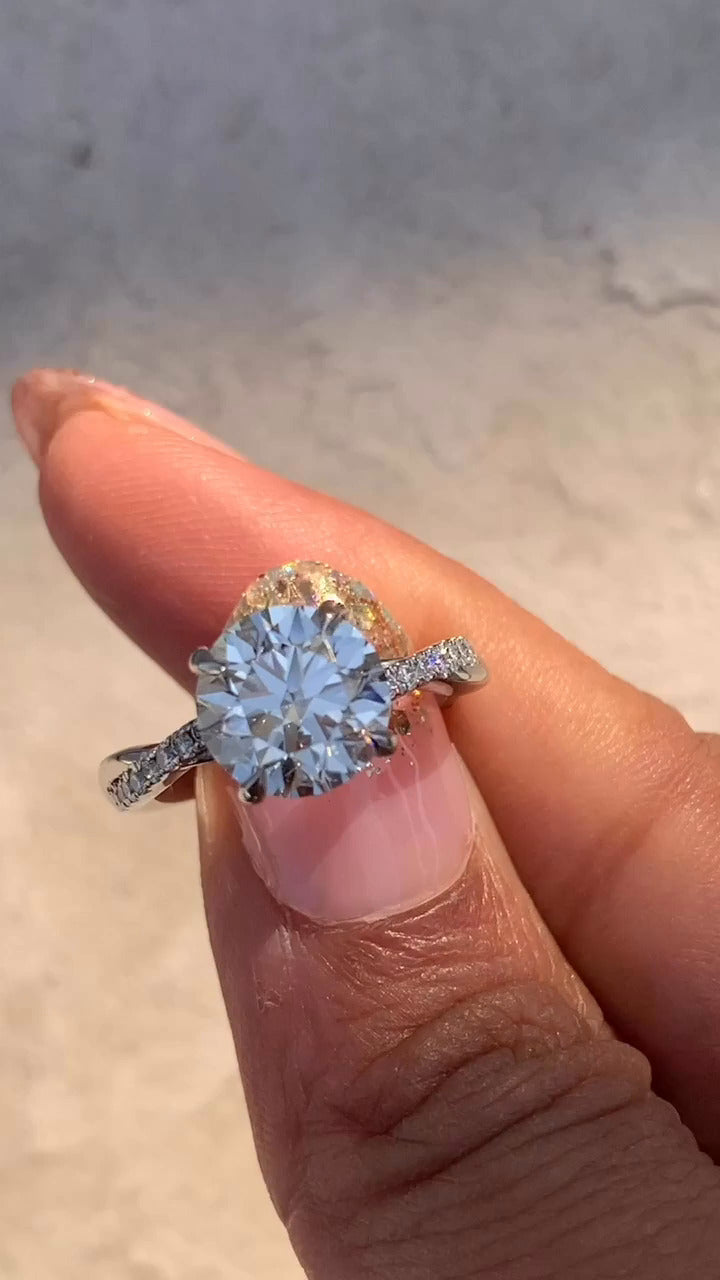 Tatiana Round Diamond Band Moissanite Engagement Ring