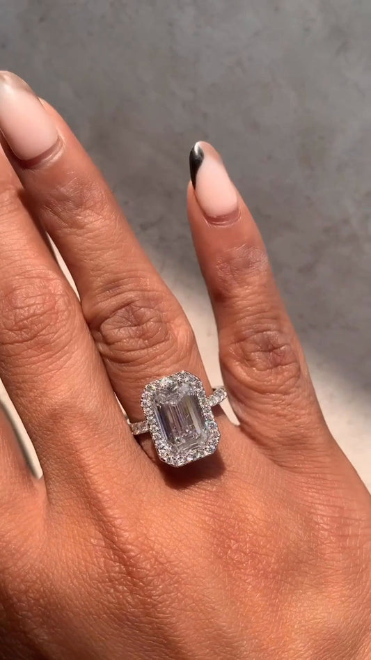 Tatienne Emerald Halo Moissanite Engagement Ring