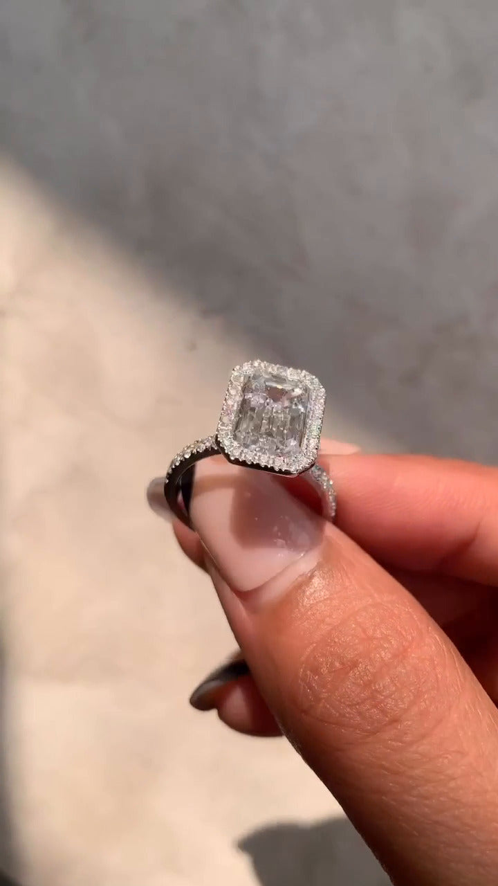Tatienne Emerald Halo Moissanite Engagement Ring