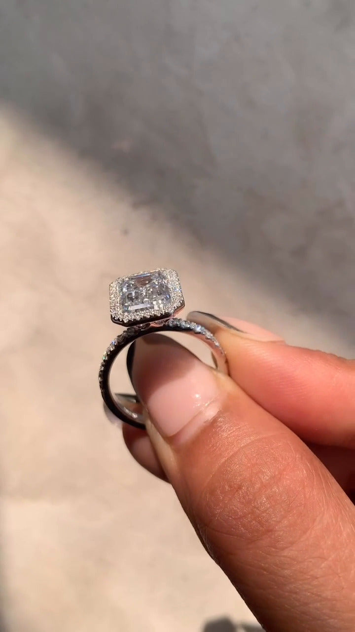 Tatienne Emerald Halo Moissanite Engagement Ring