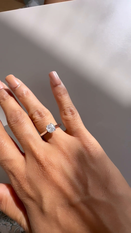 Thea Cushion Solitaire Moissanite Engagement Ring