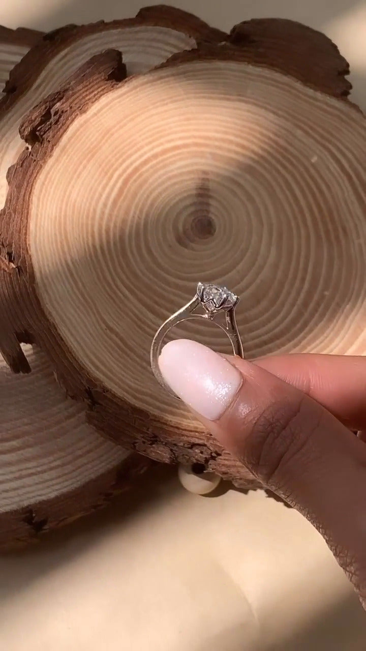 Thea Plain Pear Solitaire Moissanite Engagement Ring