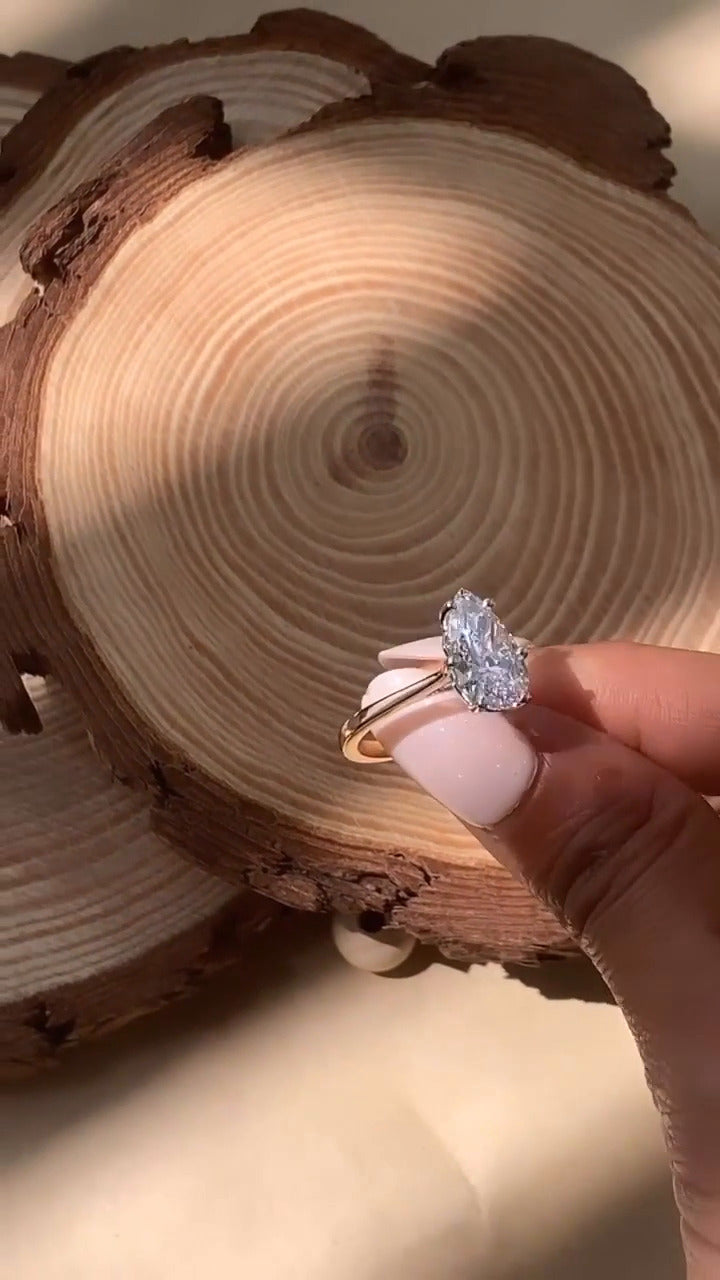 Thea Plain Pear Solitaire Moissanite Engagement Ring