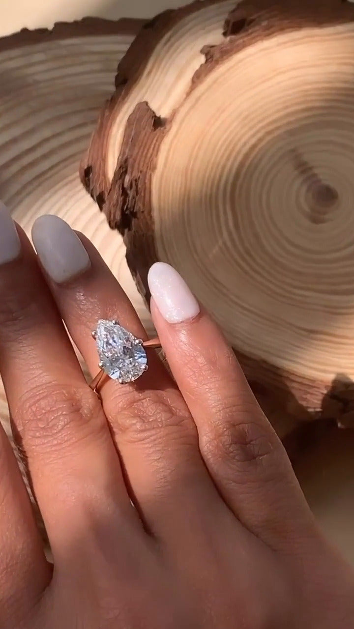 Thea Plain Pear Solitaire Moissanite Engagement Ring