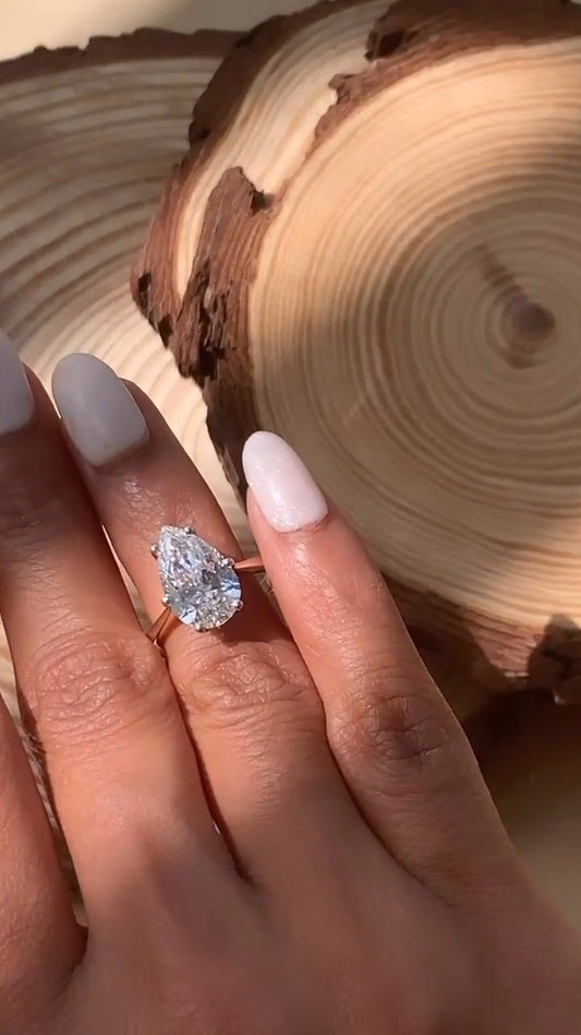 Thea Plain Pear Solitaire Moissanite Engagement Ring