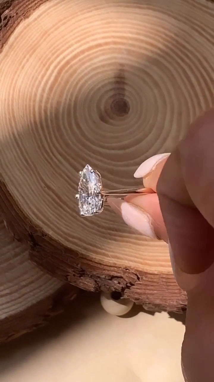 Thea Plain Pear Solitaire Moissanite Engagement Ring