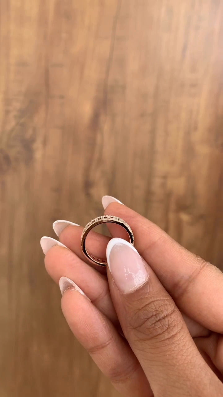Three Row Pave Moissanite Wedding Ring