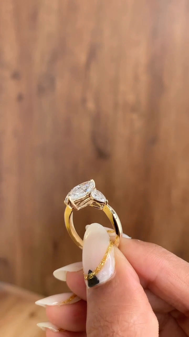 Tierney Marquise Three Stone Moissanite Engagement Ring