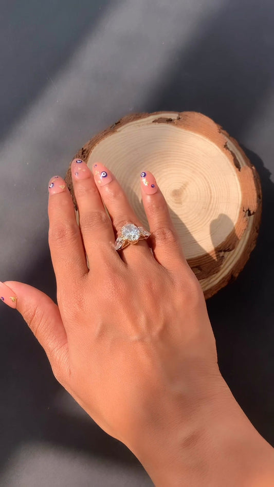 Tierney Oval Three Stone Moissanite Engagement Ring