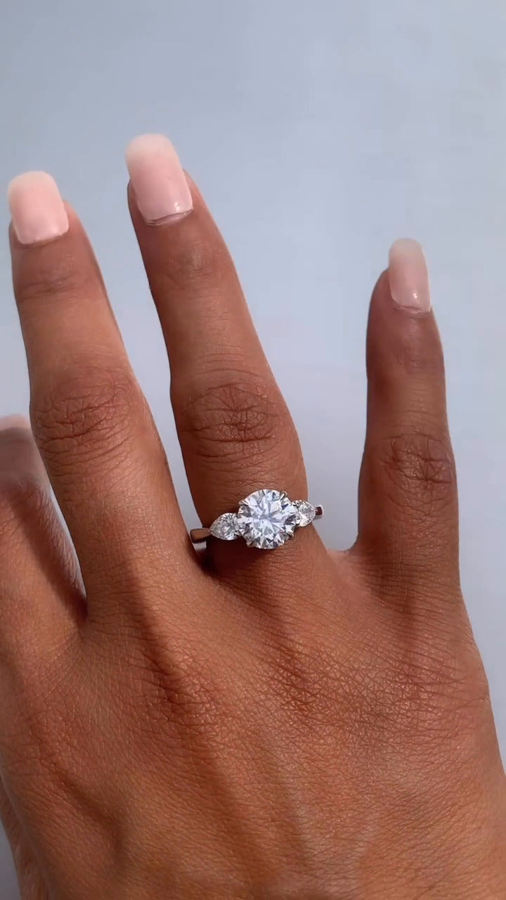 Tierney Round Three Stone Moissanite Engagement Ring