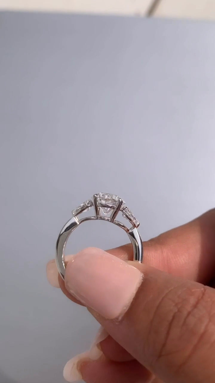 Tierney Round Three Stone Moissanite Engagement Ring