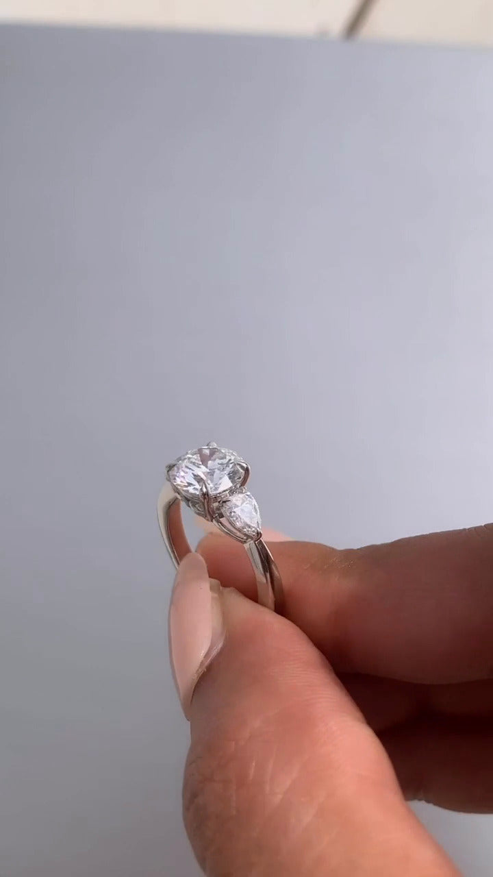Tierney Round Three Stone Moissanite Engagement Ring