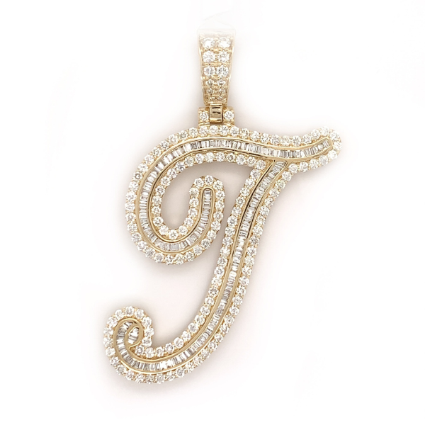 3.25 CT Moissanite Iced Out Letter "T" Pendant