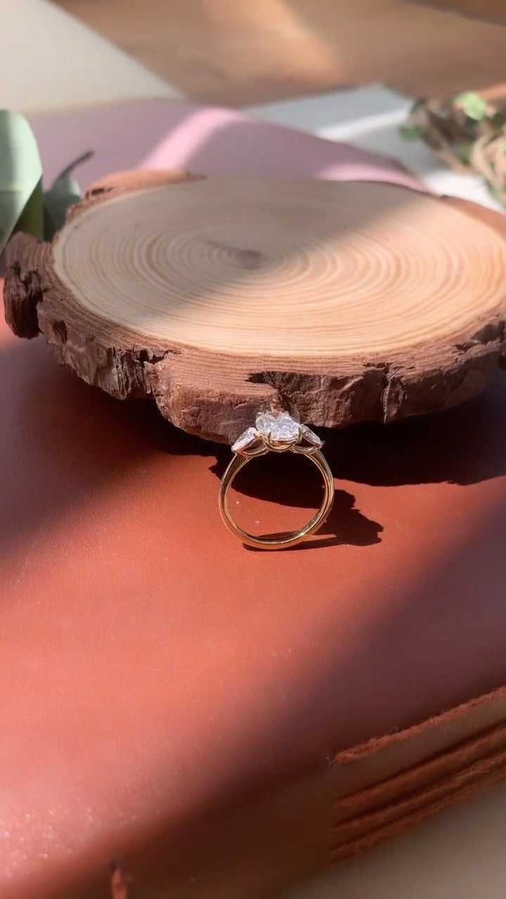 Verity Oval Three Stone Moissanite Engagement Ring