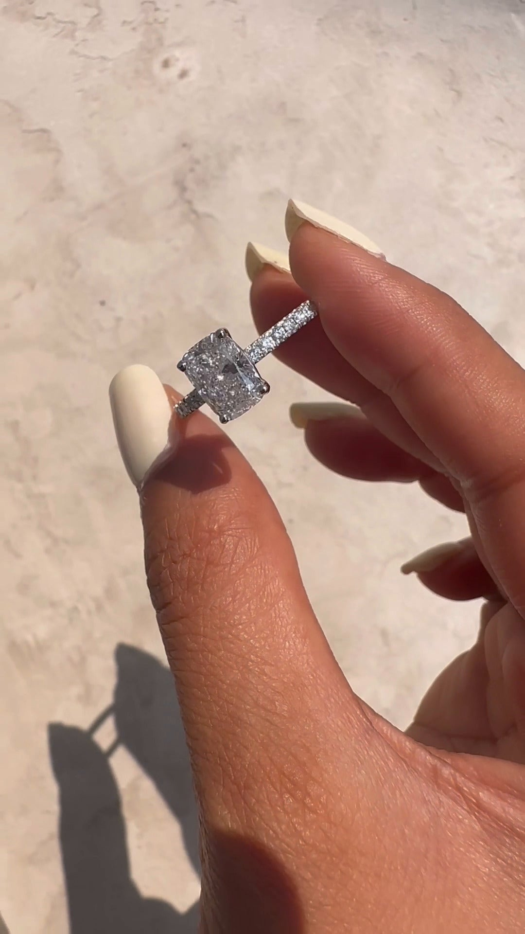 Vittoria Cushion Diamond Band Moissanite Engagement Ring