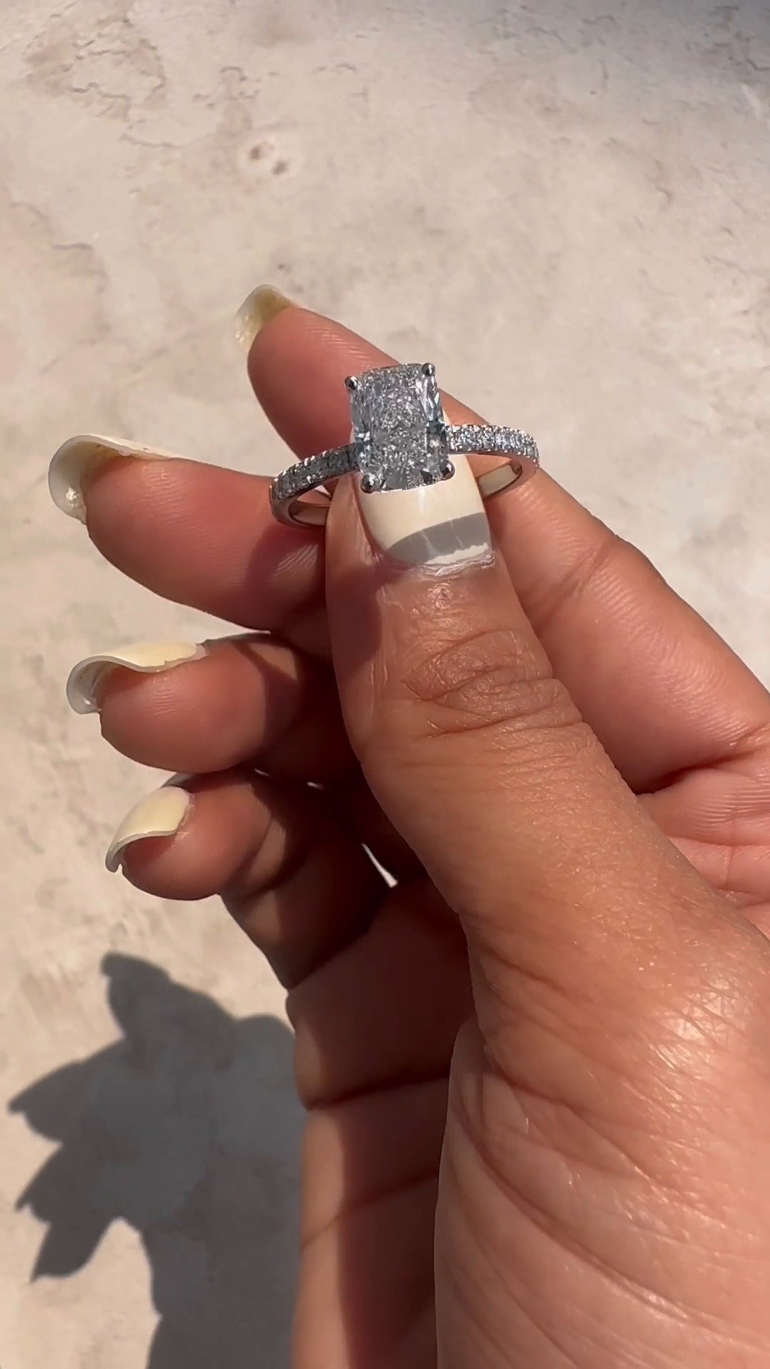 Vittoria Cushion Diamond Band Moissanite Engagement Ring
