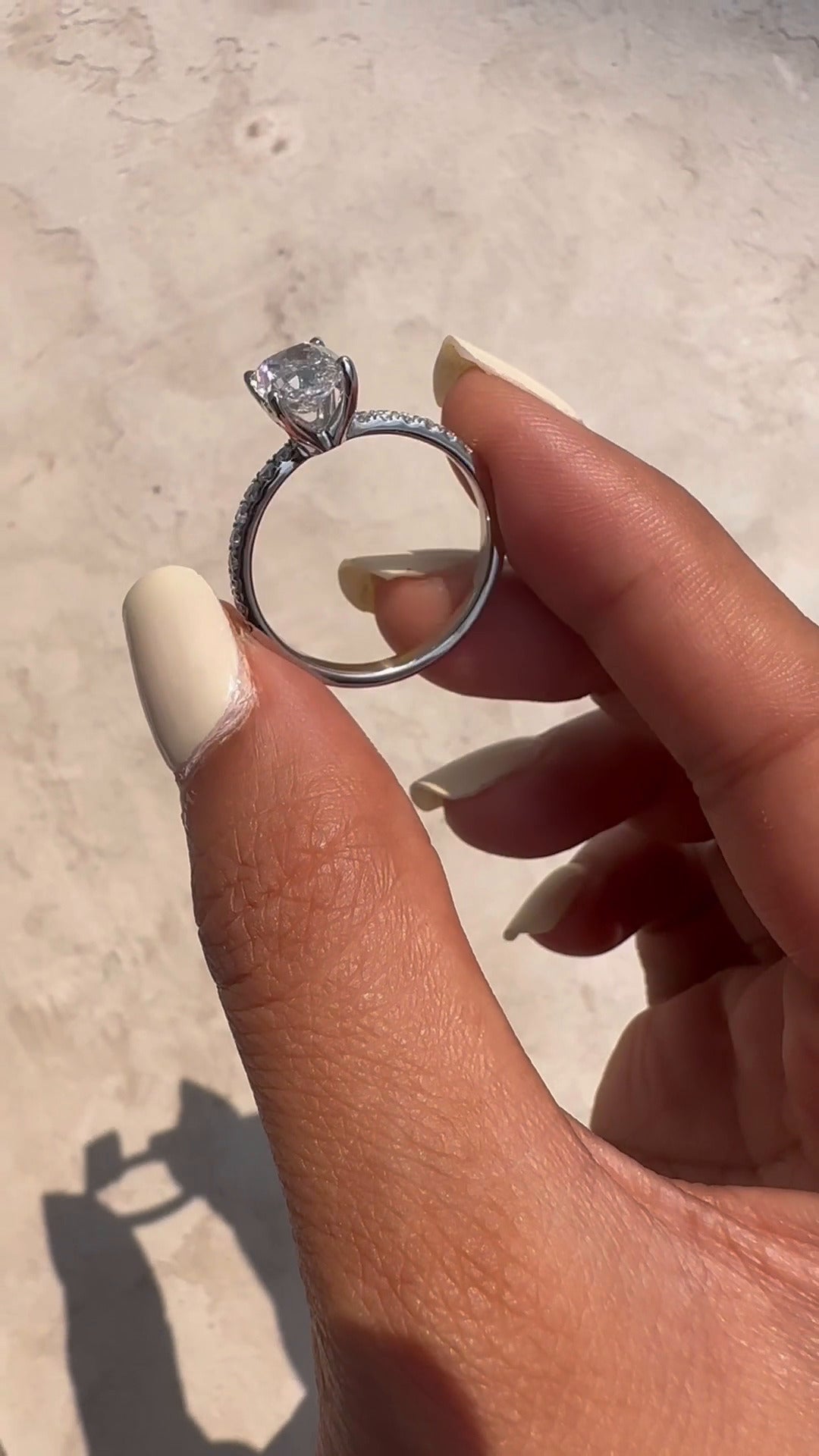 Vittoria Cushion Diamond Band Moissanite Engagement Ring
