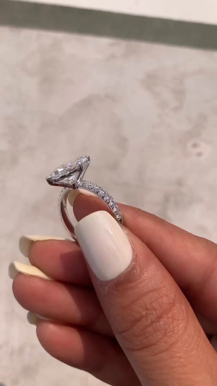Vittoria Marquise Diamond Band Moissanite Engagement Ring