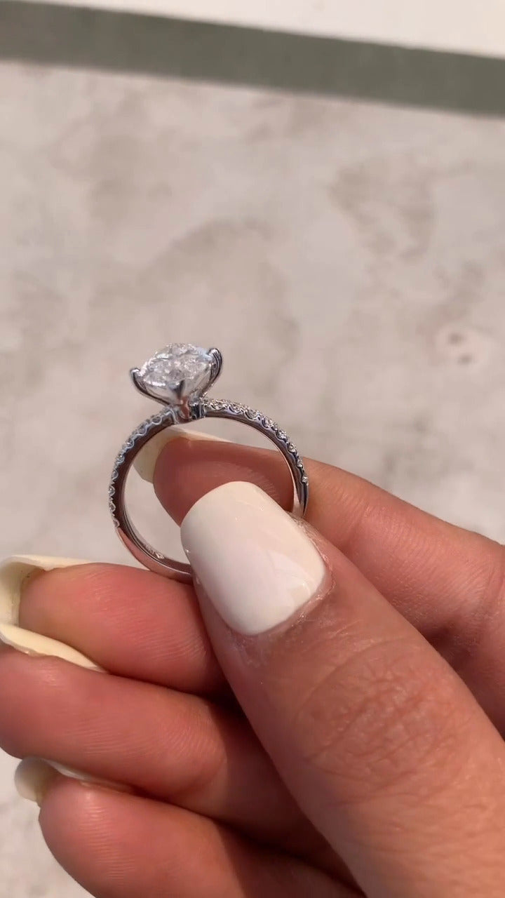 Vittoria Marquise Diamond Band Moissanite Engagement Ring