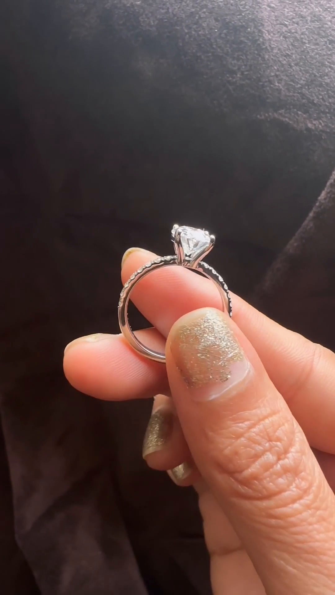 Vittoria Oval Diamond Band Moissanite Engagement Ring