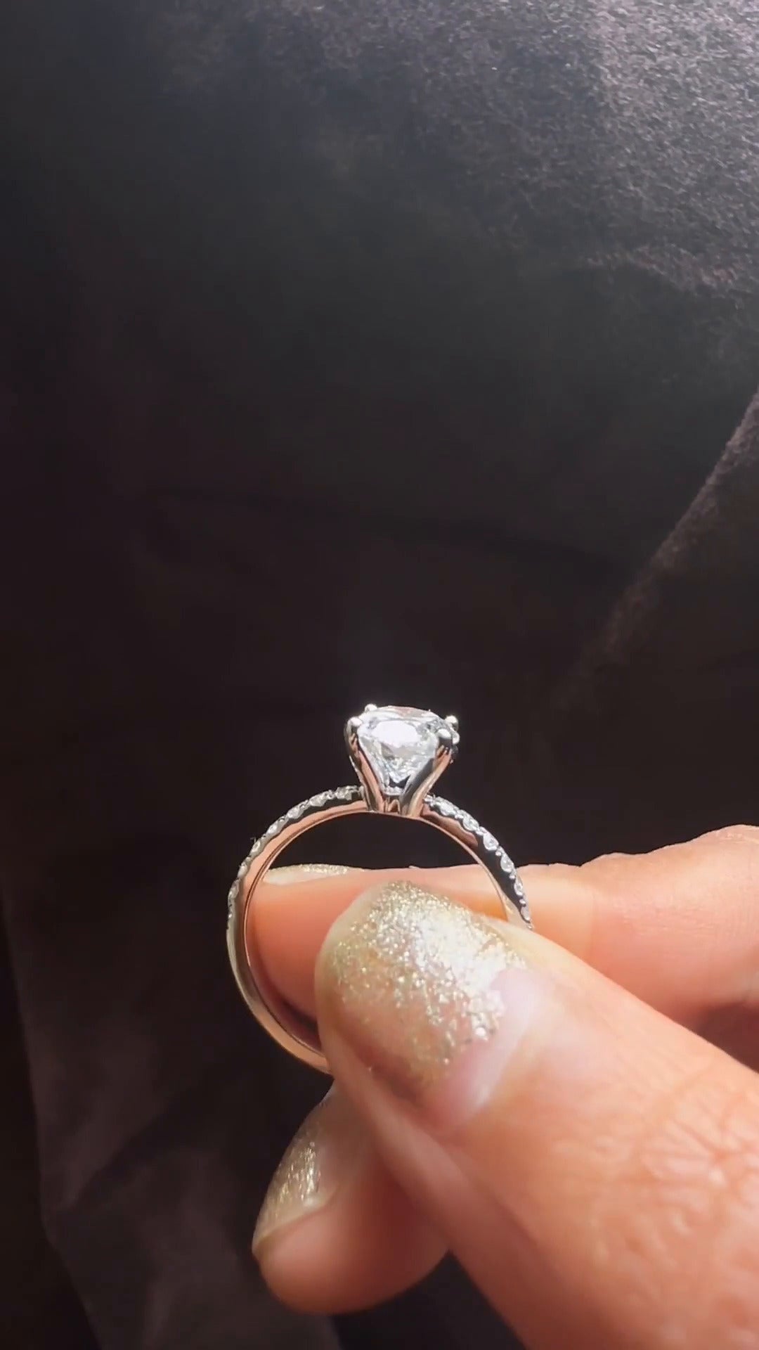 Vittoria Oval Diamond Band Moissanite Engagement Ring