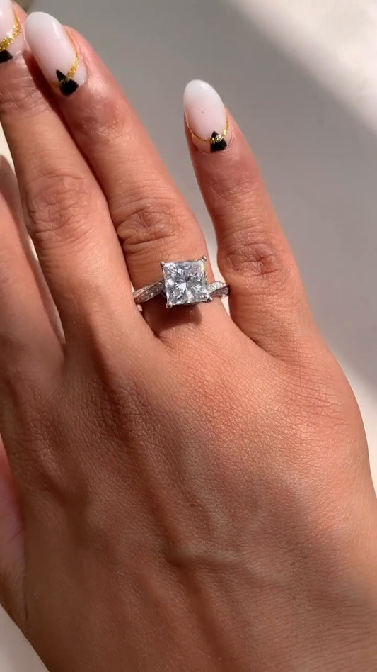Weston Princess Hidden Halo Moissanite Engagement Ring