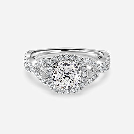 Zara Cushion Diamond Band Moissanite Engagement Ring