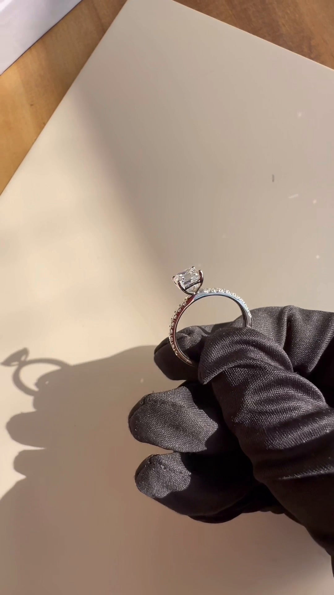 Yati Asscher Diamond Band Moissanite Engagement Ring