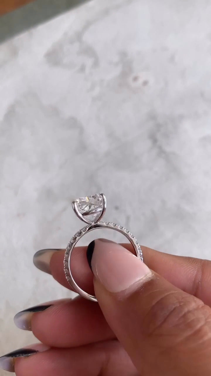 Yati Cushion Diamond Band Moissanite Engagement Ring