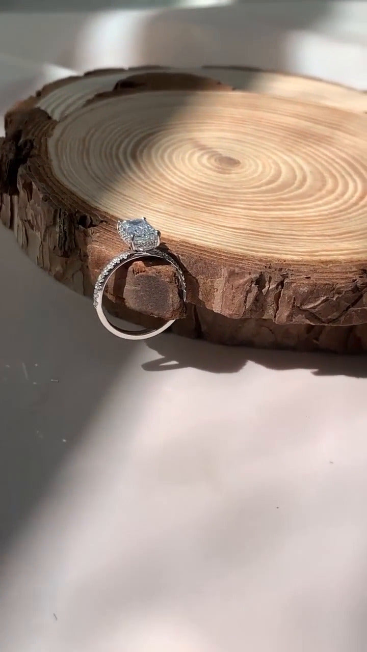 Yati Emerald Diamond Band Moissanite Engagement Ring