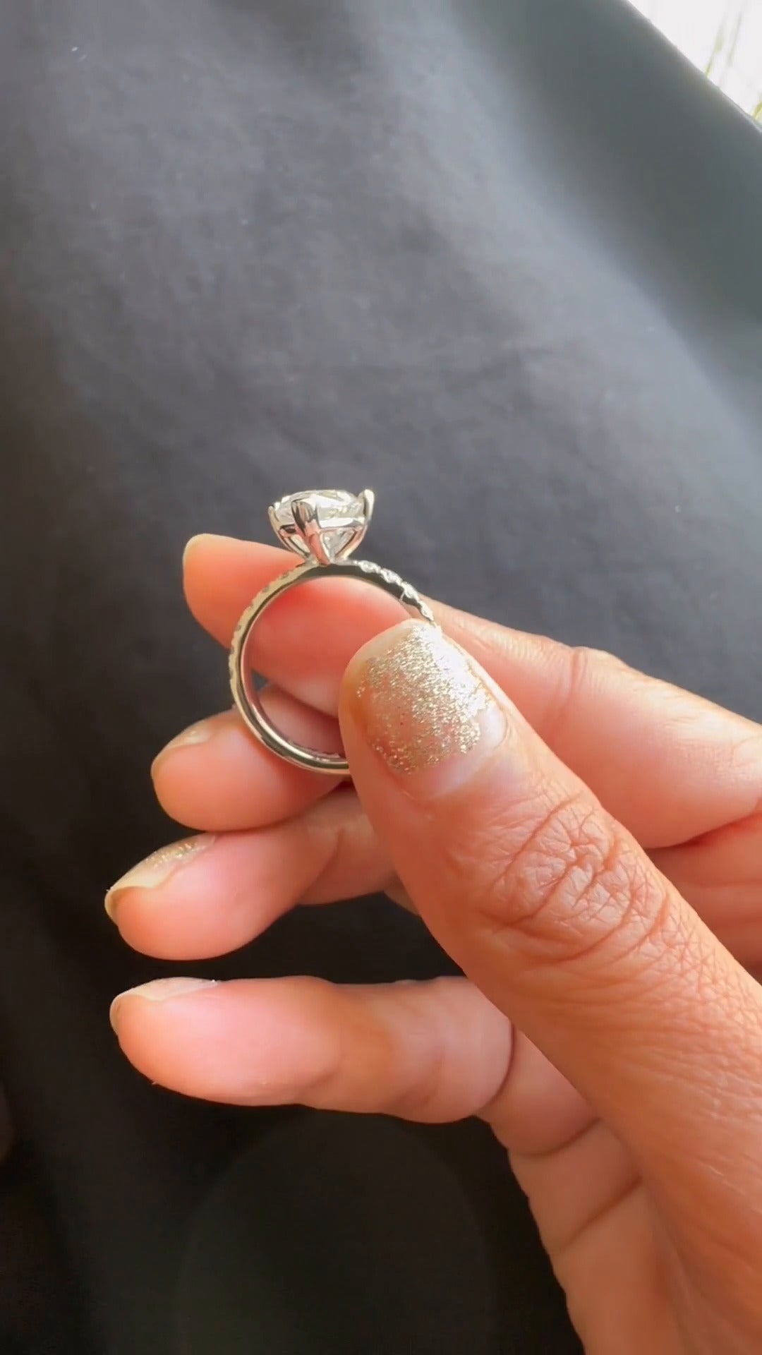 Yati Marquise Diamond Band Moissanite Engagement Ring