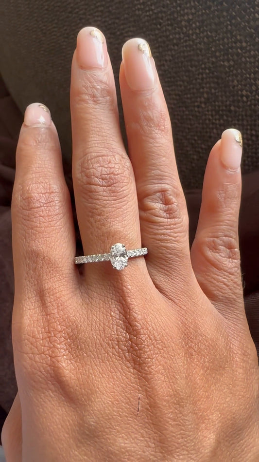 Yati Oval Diamond Band Moissanite Engagement Ring