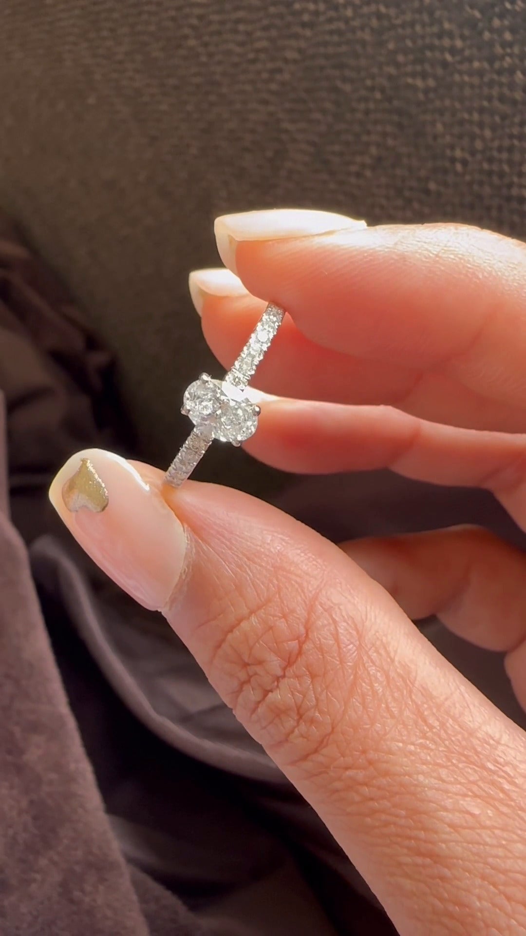Yati Oval Diamond Band Moissanite Engagement Ring
