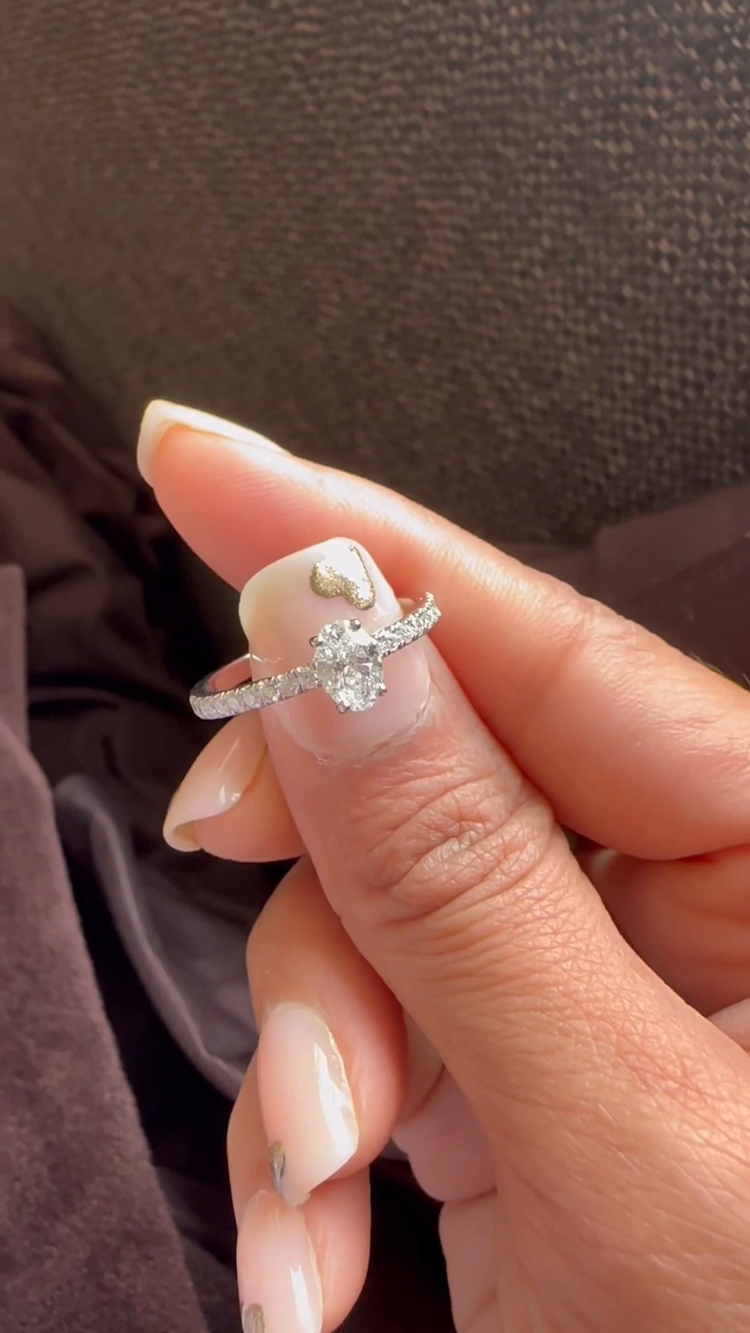 Yati Oval Diamond Band Moissanite Engagement Ring