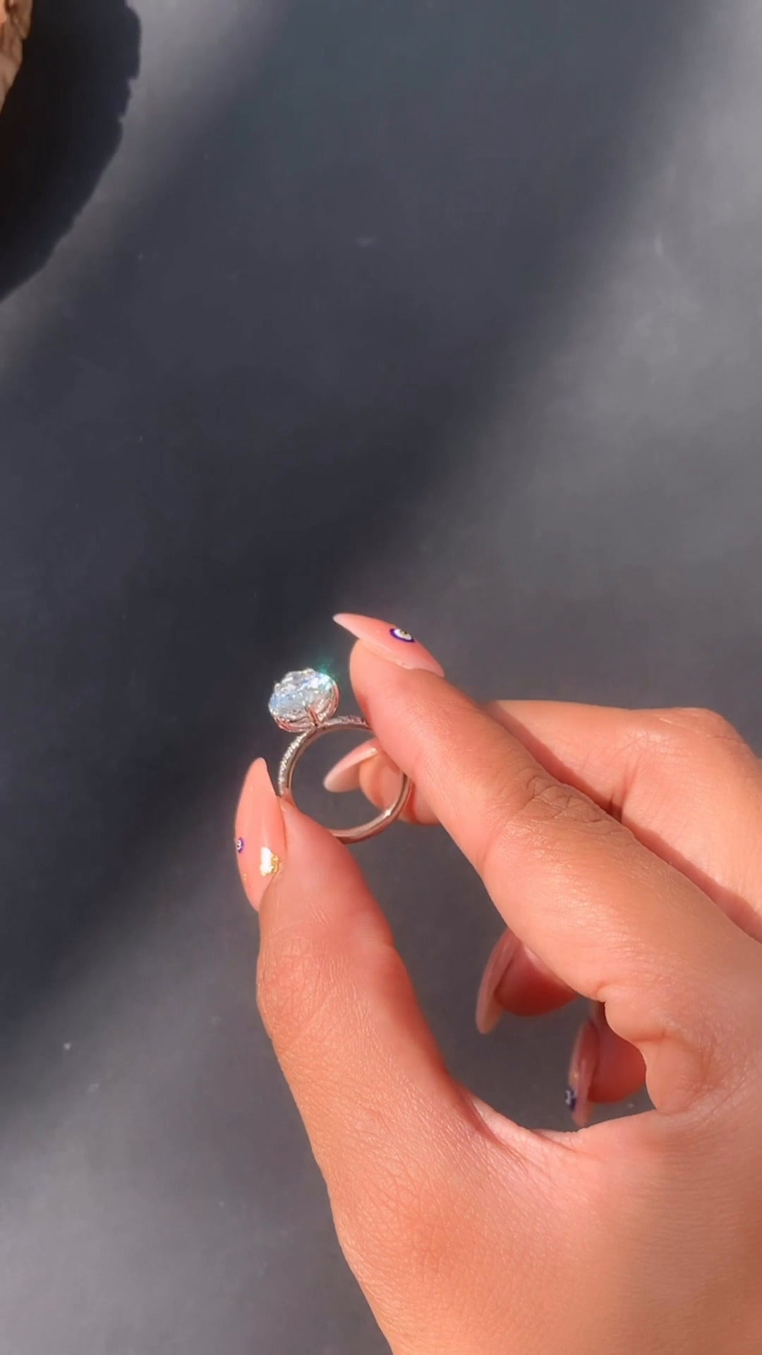 Yati Pear Diamond Band Moissanite Engagement Ring
