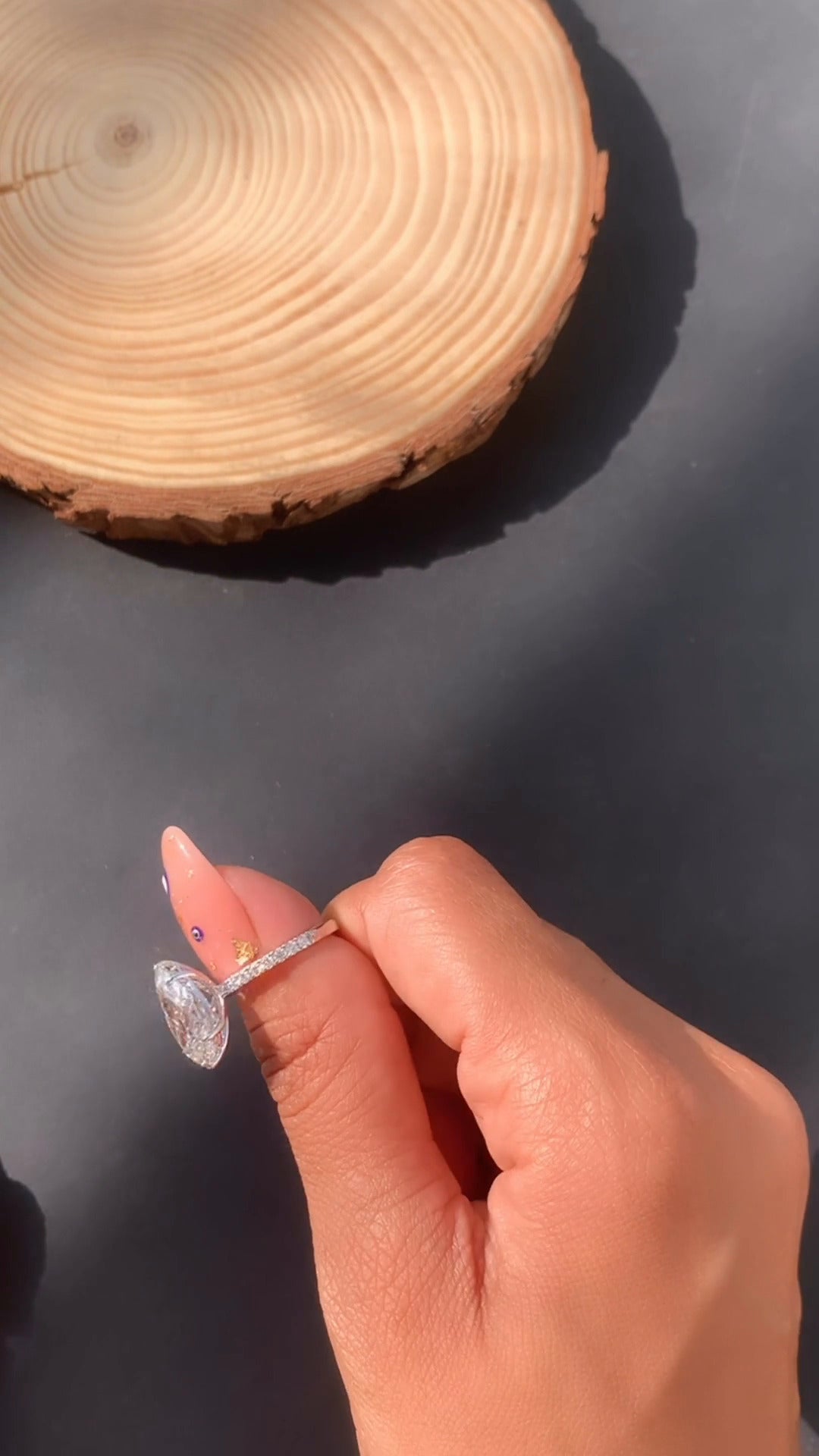 Yati Pear Diamond Band Moissanite Engagement Ring